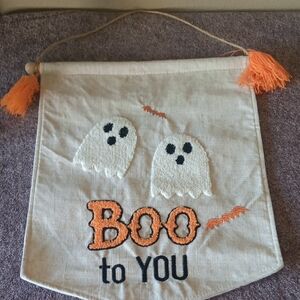 Halloween 'BOO to YOU' Ghost Wall Hanging - Cream & Orange